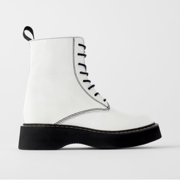 Zara White Lace Up Boots - Picture 3 of 15